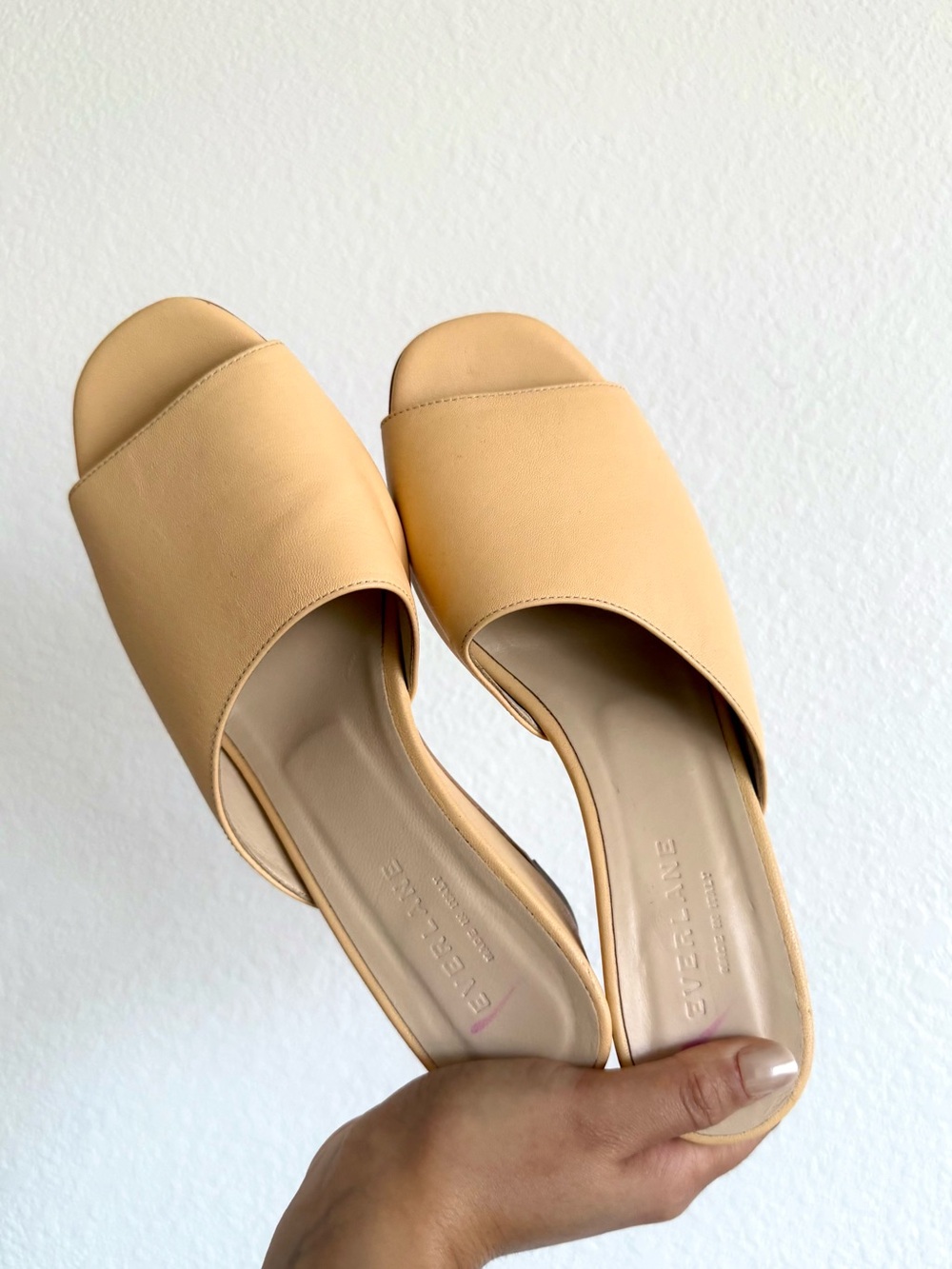 Everlane Women's Leather Cream-Orangeish Slide Sandals - SIZE 6
